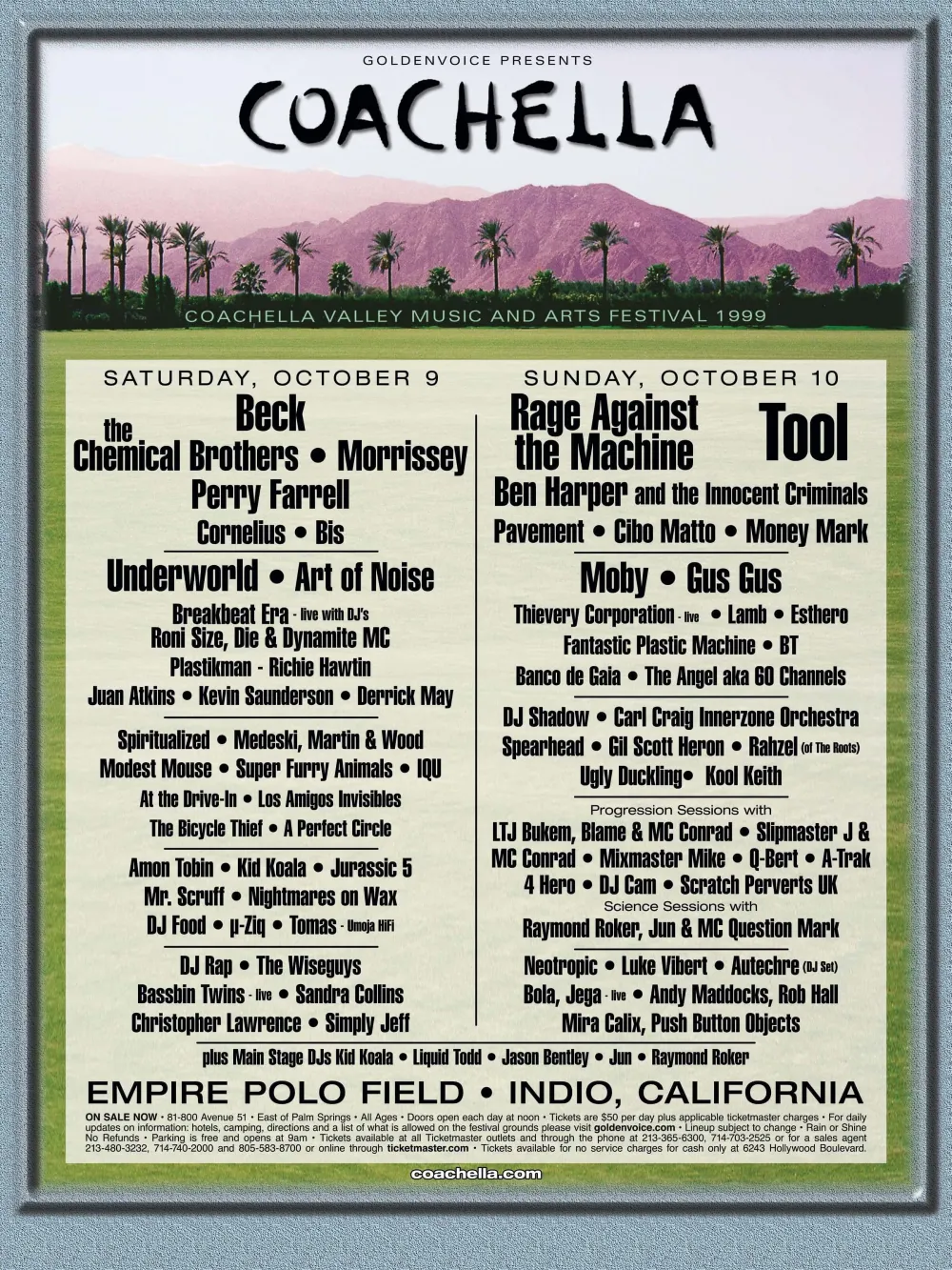 Το line-up του πρώτου Coachella το 1999.